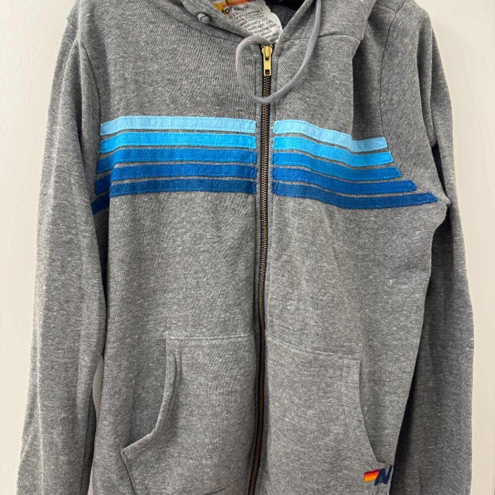 Aviator Nation 5 Stripe Hoodie, Blue Gradient Stripes, Large, Great Condition!